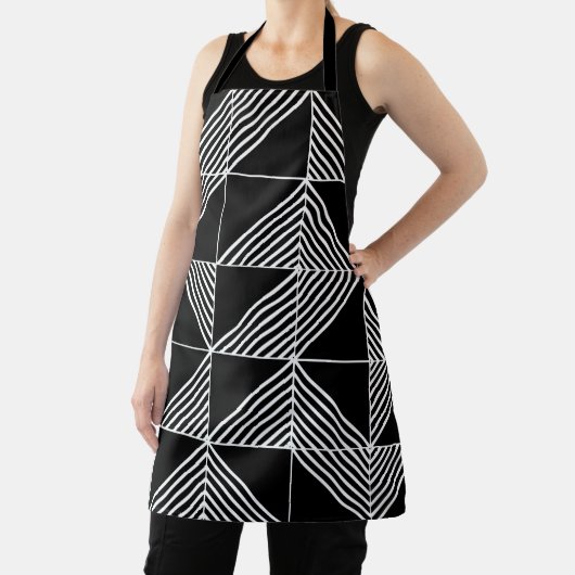 Black Art Deco Lines エプロン (インサイチュ)