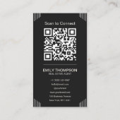 Black Art Deco Minimal QR Contact Design 名刺 (裏面)