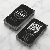 Black Art Deco Minimal QR Contact Design 名刺