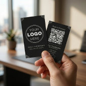 Black Art Deco Minimal QR Contact Design 名刺