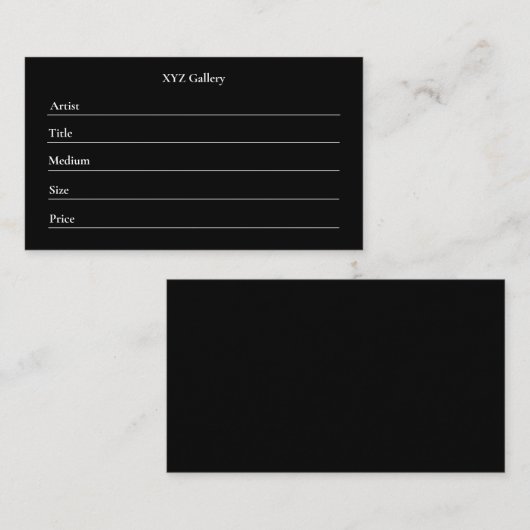 Black Artwork Display Label Card Template 名刺 (正面/裏面)
