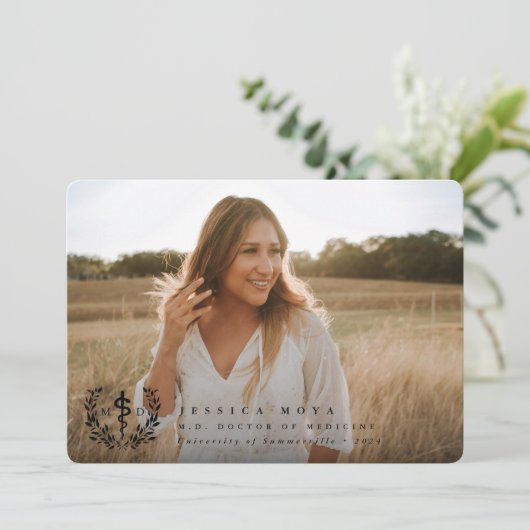 Black Asclepius MD医学博士の卒業 案内状 (スタンド正面)