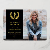 Black Asclepius Medical Graduation発表 箔招待状 (正面)