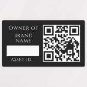 Black Asset QR | Custom Company Property Tracking ラベル (デザイン2)