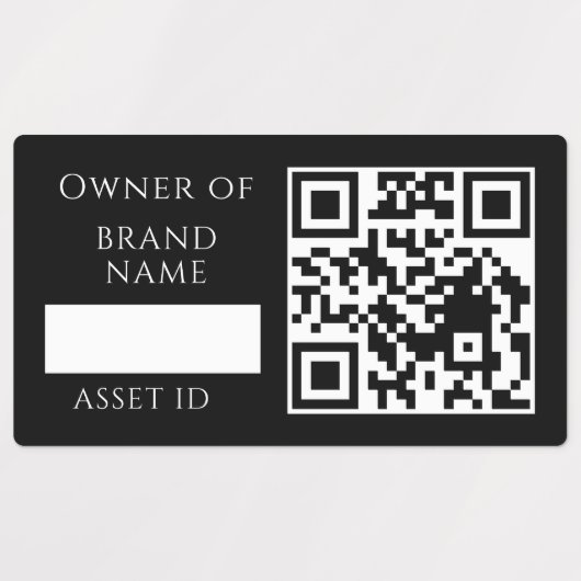 Black Asset QR | Custom Company Property Tracking ラベル (デザイン1)