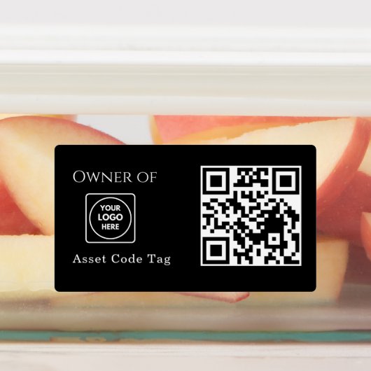 Black Asset QR | Custom Property Business Tracking ラベル (貼付)
