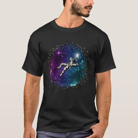 Black Astronaut In The Galaxy Swimming In Space Tシャツ (正面)