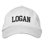 Black Athletic Block Monogram Custom Name 刺繍入りキャップ (正面)