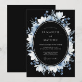 Black Atmospheric Winter Wedding 招待状 (正面/裏面)