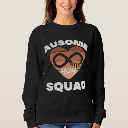 Black Autism Mom Ausome Mom Squad Autism Day Infin スウェットシャツ (正面)