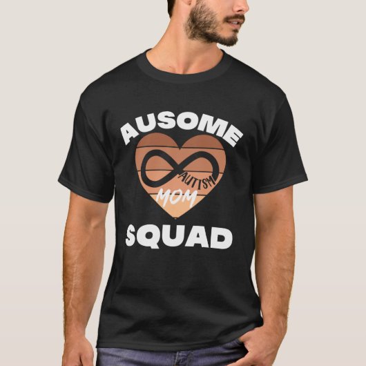 Black Autism Mom Ausome Mom Squad Autism Day Infin Tシャツ (正面)