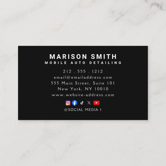 Black Auto Detailing, Auto Repair Logo Black 名刺 (裏面)