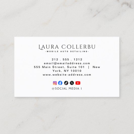 Black Auto Detailing, Auto Repair Logo Black Busin 名刺 (裏面)