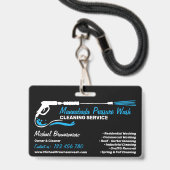 Black Auto Pressure Washing Power Wash CLEANING バッジ (Front with Lanyard)
