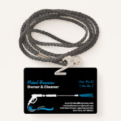 Black Auto Pressure Washing Power Wash CLEANING バッジ (裏面ランヤード)