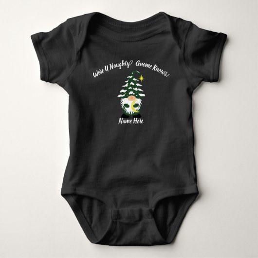 Black Baby Bodysuit Gnome Knows ベビーボディスーツ (正面)