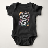 Black Baby Bodysuit with Funny Phrase  ベビーボディスーツ (正面)