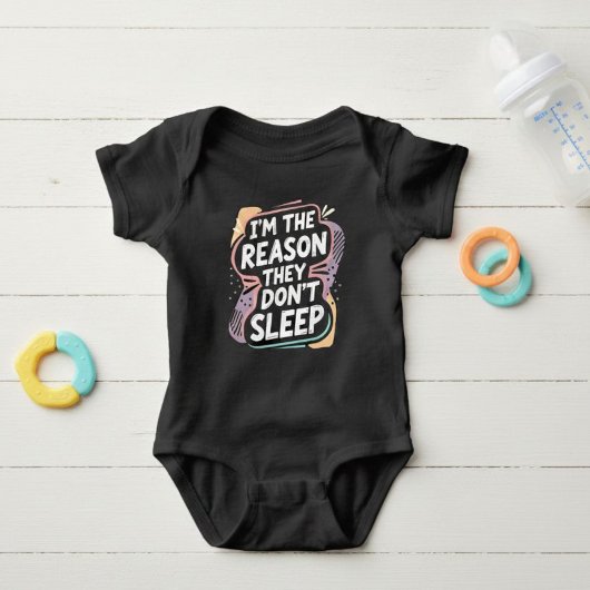 Black Baby Bodysuit with Funny Phrase  ベビーボディスーツ