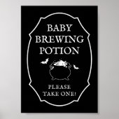 Black  Baby Brewing Potion Halloween Baby Shower ポスター (正面)