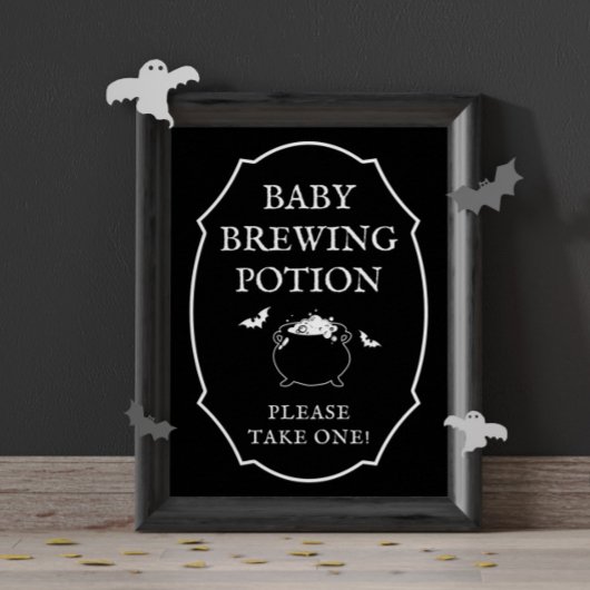Black  Baby Brewing Potion Halloween Baby Shower ポスター