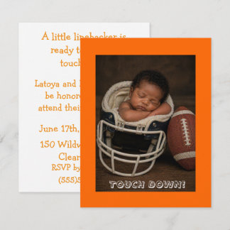 Black Baby Football Player Shower 招待状