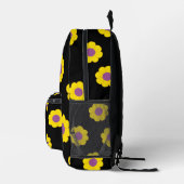 Black Backpack With Yellow & Purple Flowers  プリントバックパック (右)