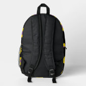 Black Backpack With Yellow & Purple Flowers  プリントバックパック (裏面)