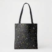 Black bag with Christmas illustration pattern トートバッグ (正面)