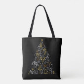 Black bag with Christmas illustration Tree トートバッグ (裏面)