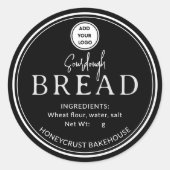 Black Bakery Sourdough Bread Add logo Sticker ラウンドシール (正面)