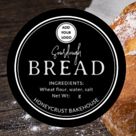 Black Bakery Sourdough Bread Add logo Sticker ラウンドシール