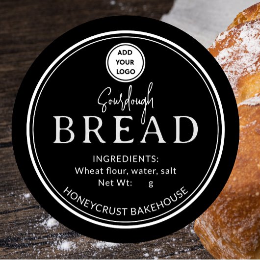 Black Bakery Sourdough Bread Add logo Sticker ラウンドシール