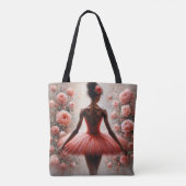 Black Ballerina in Red Tutu with Roses Afrocentric トートバッグ (裏面)