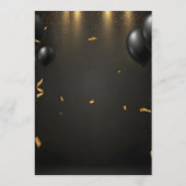 Black Balloons & Gold Confetti Photo 50th Birthday 招待状 (裏面)