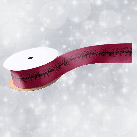 Black Barbed Branches on Blood Red Halloween サテンリボン