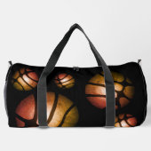 Black Basketball Ball Metallic Pattern Sports Name ダッフルバッグ (裏面)