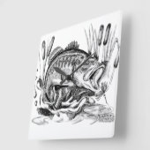 Black bass スクエア壁時計 (傾斜)