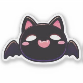 Black Bat Cat - Kawaii Flying Kitten シール
