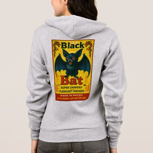 Black Bat Vintage Firecracker Label Hoodie パーカ (裏面)