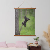 Black Bear Cub playing on Tree Limb 吊り下げ型タペストリー (寝室)