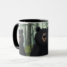Black Bear Forest Mug – Cute Wildlife Coffee Cup G