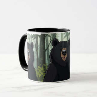 Black Bear Forest Mug – Cute Wildlife Coffee Cup G マグカップ