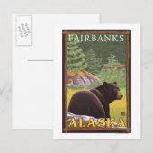 Black Bear in Forest – アラスカ，フェアバンクス ポストカード (正面/裏面)