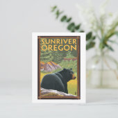 Black Bear in Forest – オレゴン州サンリバー ポストカード (スタンド正面)