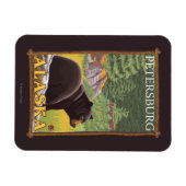 Black Bear in Forest – ペテルブルク,アラスカ マグネット (横)