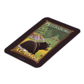 Black Bear in Forest – ペテルブルク,アラスカ マグネット (左側)