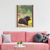 Black Bear in Forest – ワシントン山アダムス キャンバスプリント (インサイチュ (リビング))