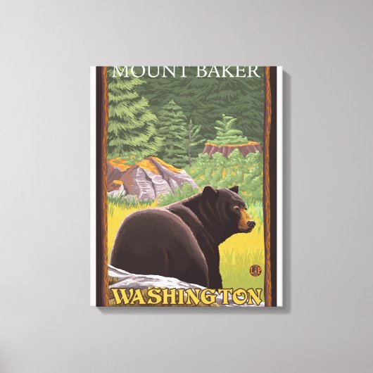 Black Bear in Forest – ワシントン山ベイカー キャンバスプリント (正面)