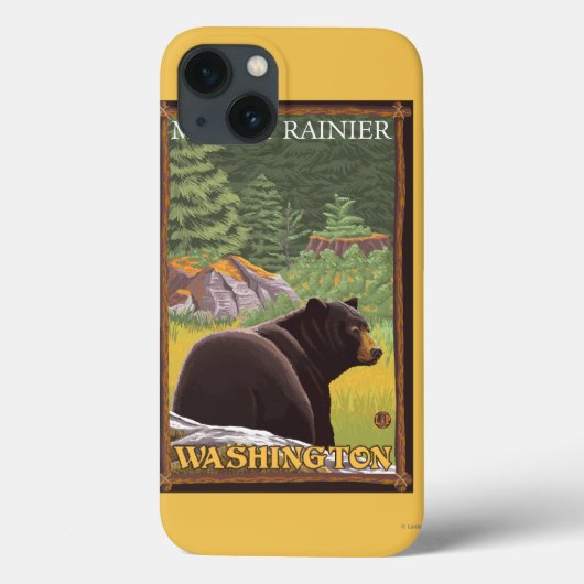 Black Bear in Forest – ワシントン山レイニエ Case-Mate iPhoneケース (裏面)