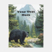 Black Bear Nature Throw Blanket フリースブランケット (正面)